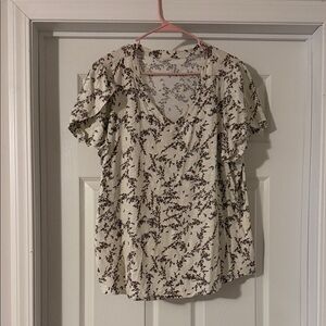 Maurices Cream and Black Floral Blouse